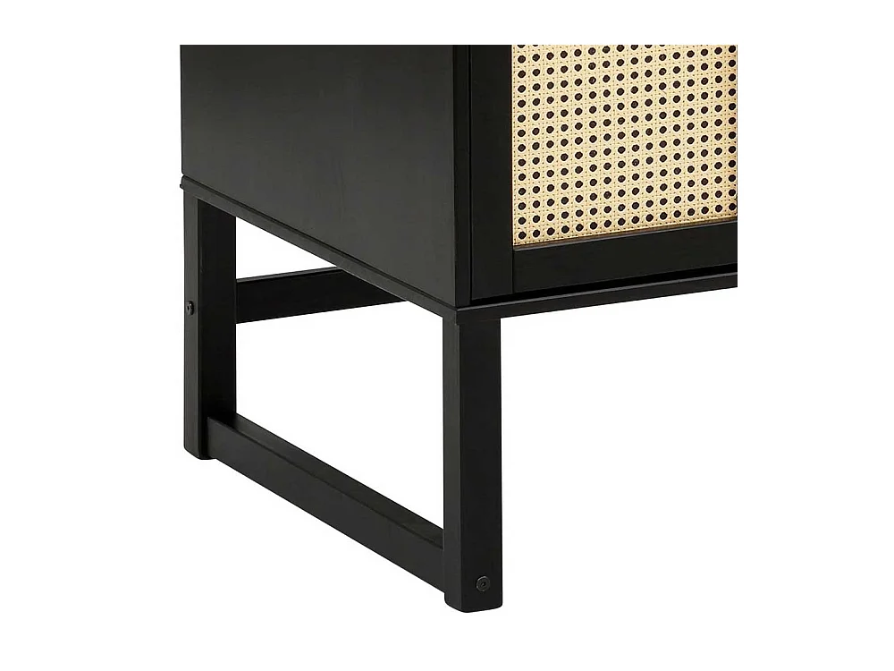 Schreibtisch in Kiefer dunkel mit Rattangeflecht 110 cm breit