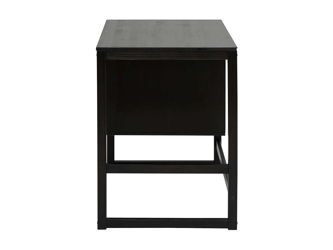 Schreibtisch in Kiefer dunkel mit Rattangeflecht 110 cm breit