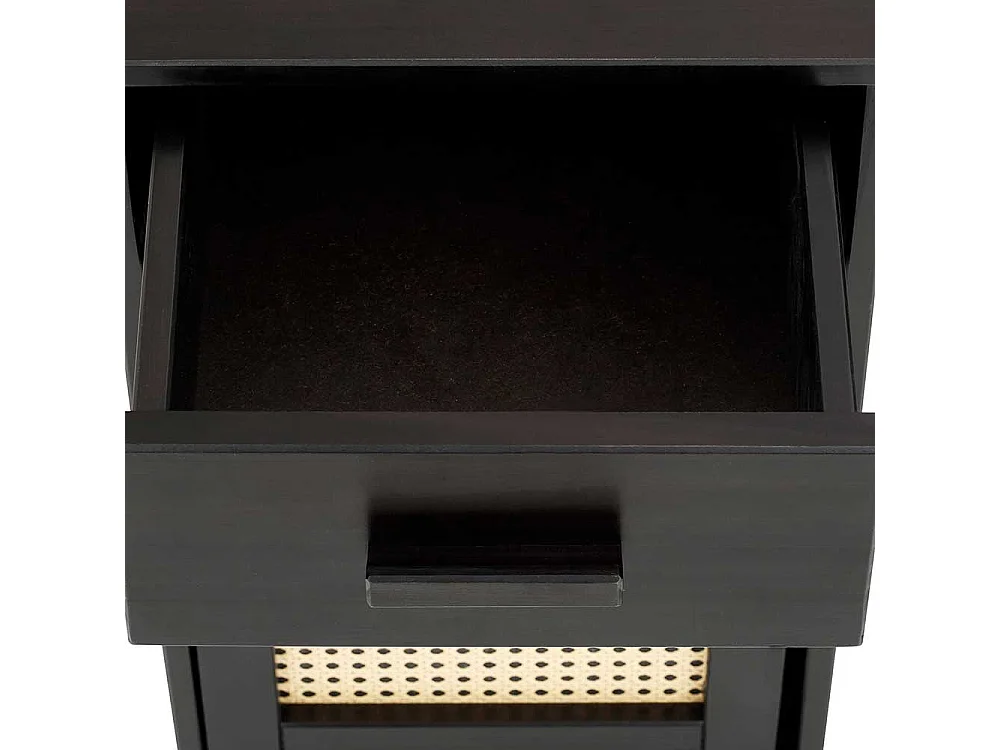 Schreibtisch in Kiefer dunkel mit Rattangeflecht 110 cm breit