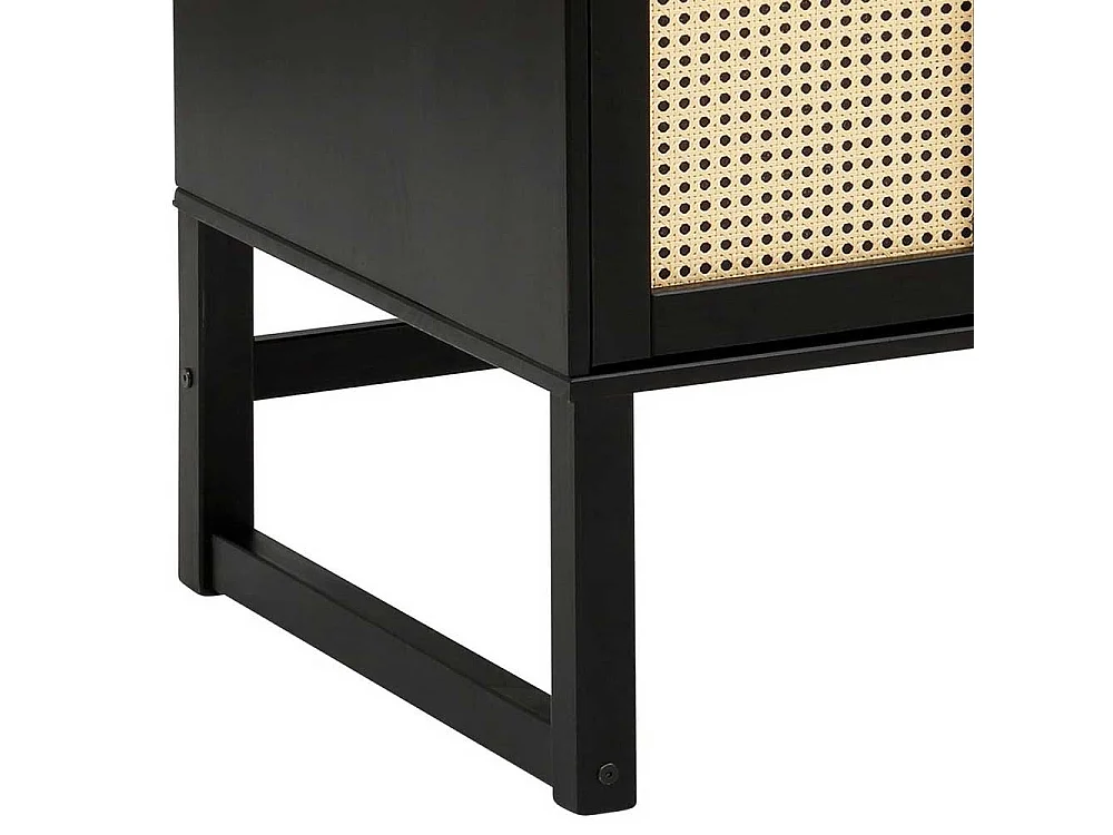 Schreibtisch in Kiefer dunkel mit Rattangeflecht 110 cm breit