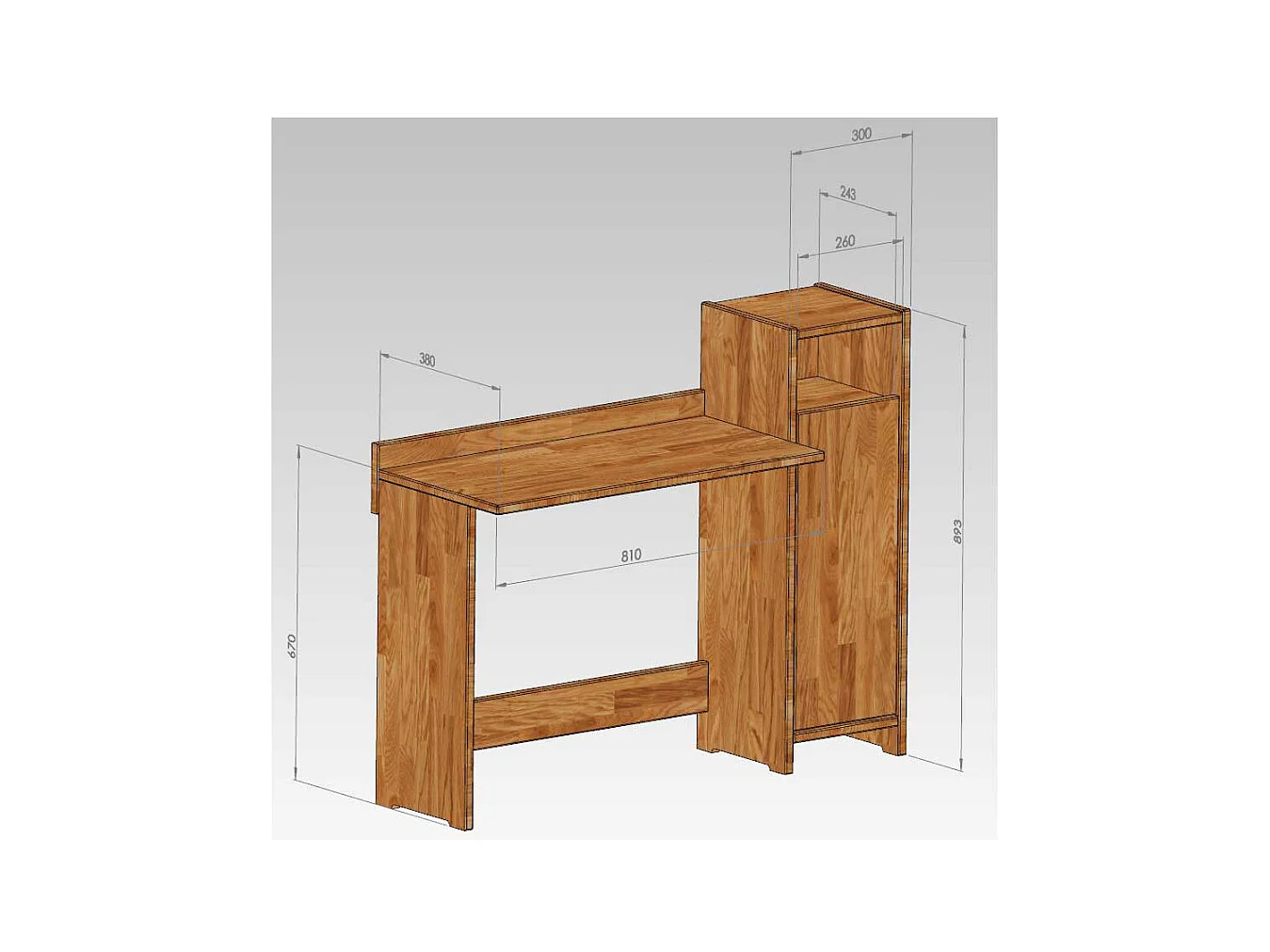 Schreibtisch aus Kernbuche Massivholz mit Tür