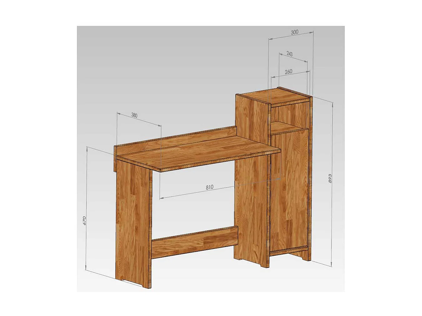 Schreibtisch aus Kernbuche Massivholz mit Tür