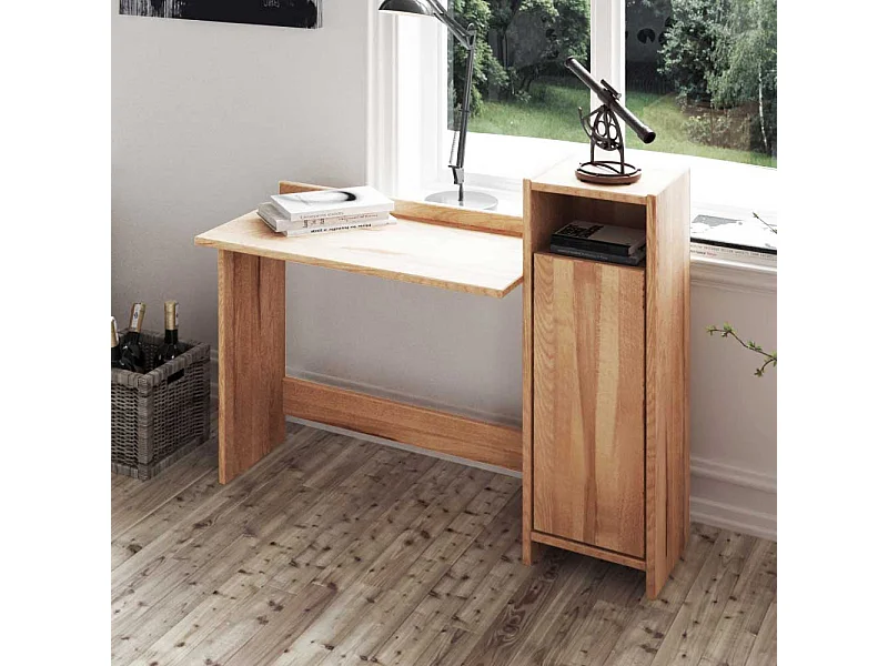 Schreibtisch aus Kernbuche Massivholz mit Tür