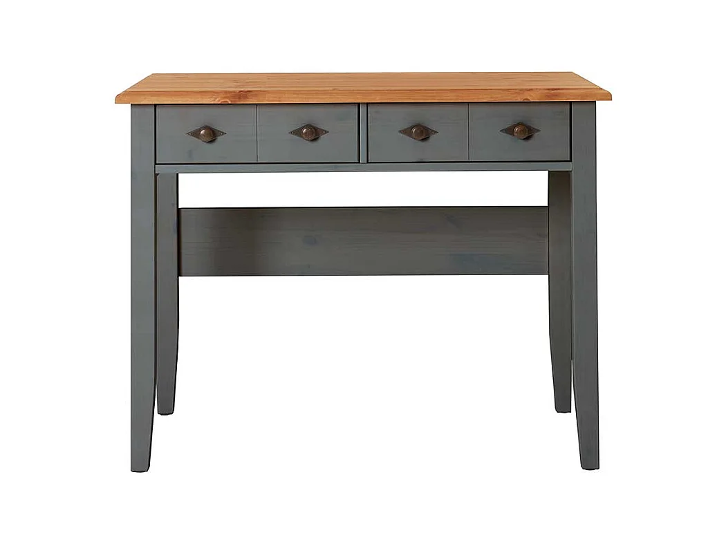 Schreibtisch Kiefer grau im Landhausstil zwei Schubladen
