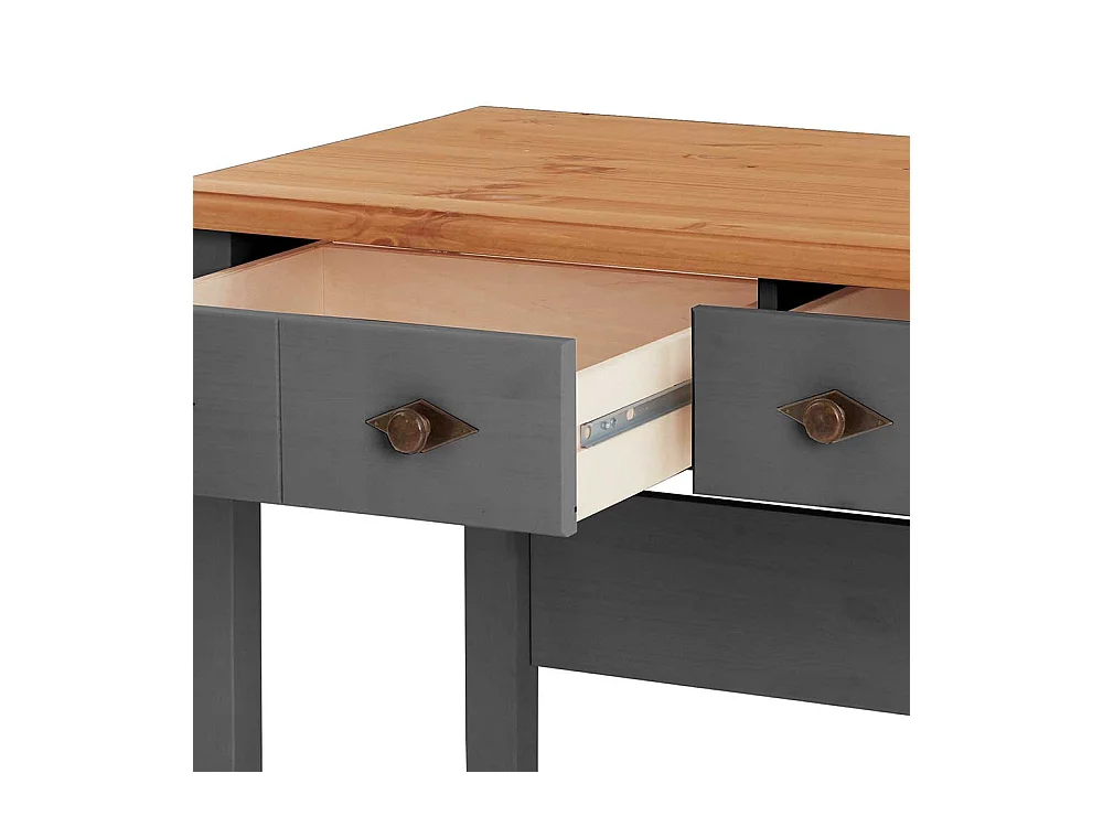 Schreibtisch Kiefer grau im Landhausstil zwei Schubladen