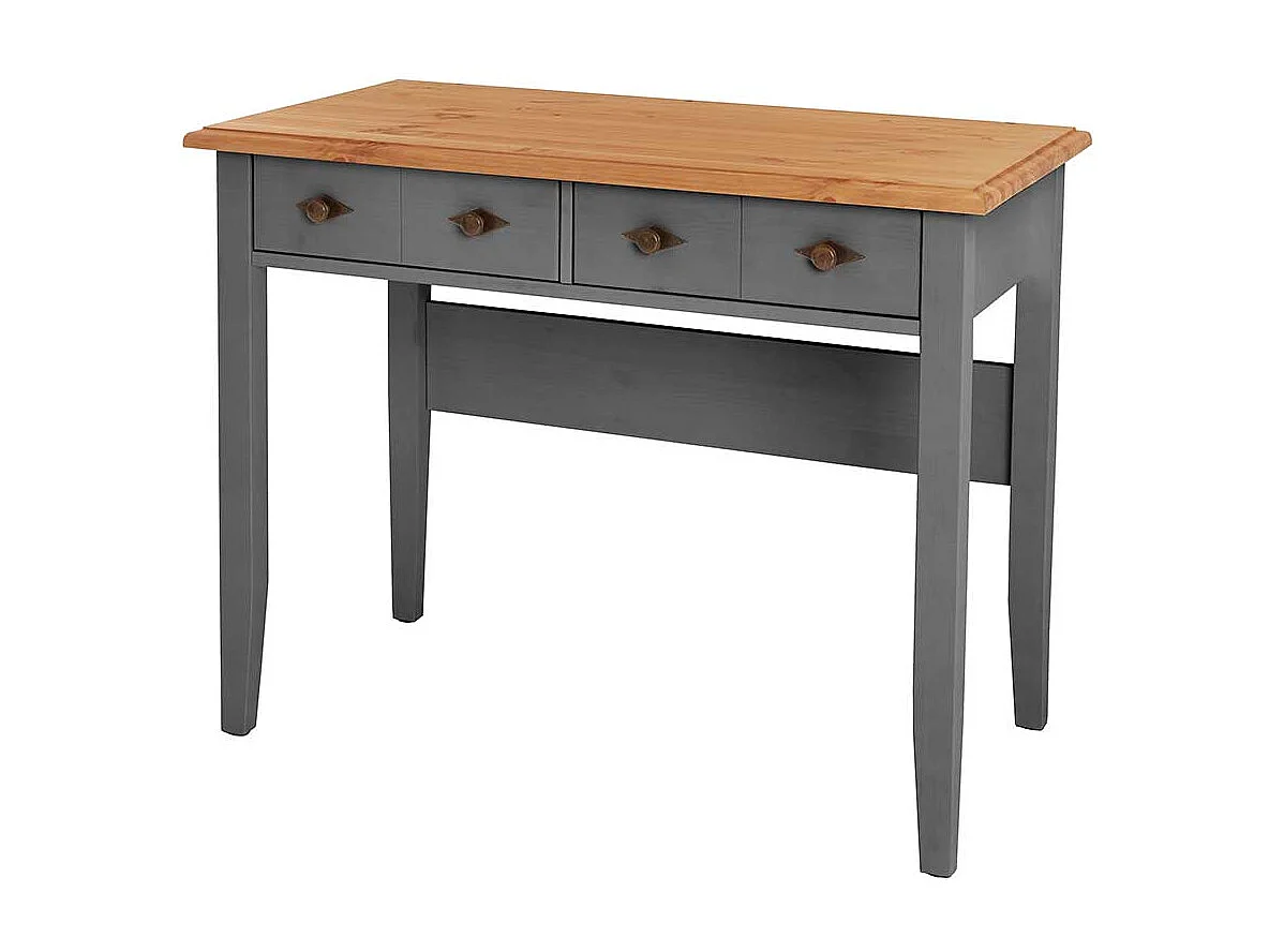 Schreibtisch Kiefer grau im Landhausstil zwei Schubladen