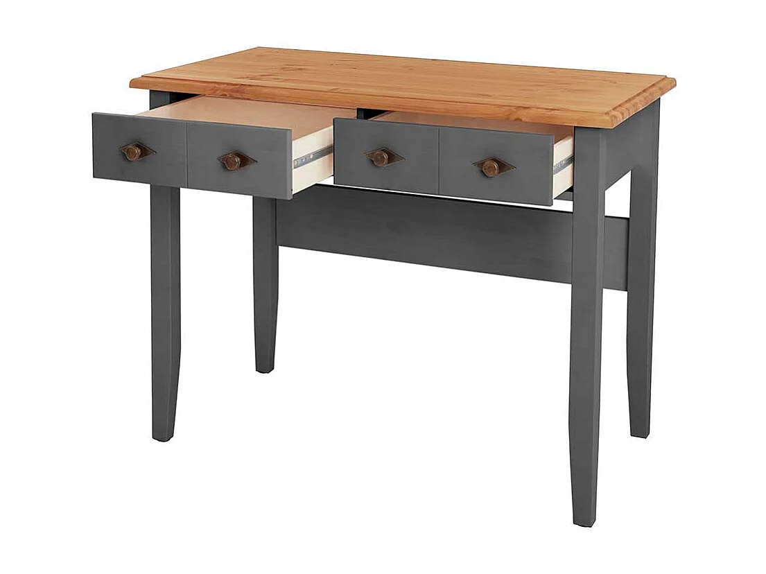 Schreibtisch Kiefer grau im Landhausstil zwei Schubladen