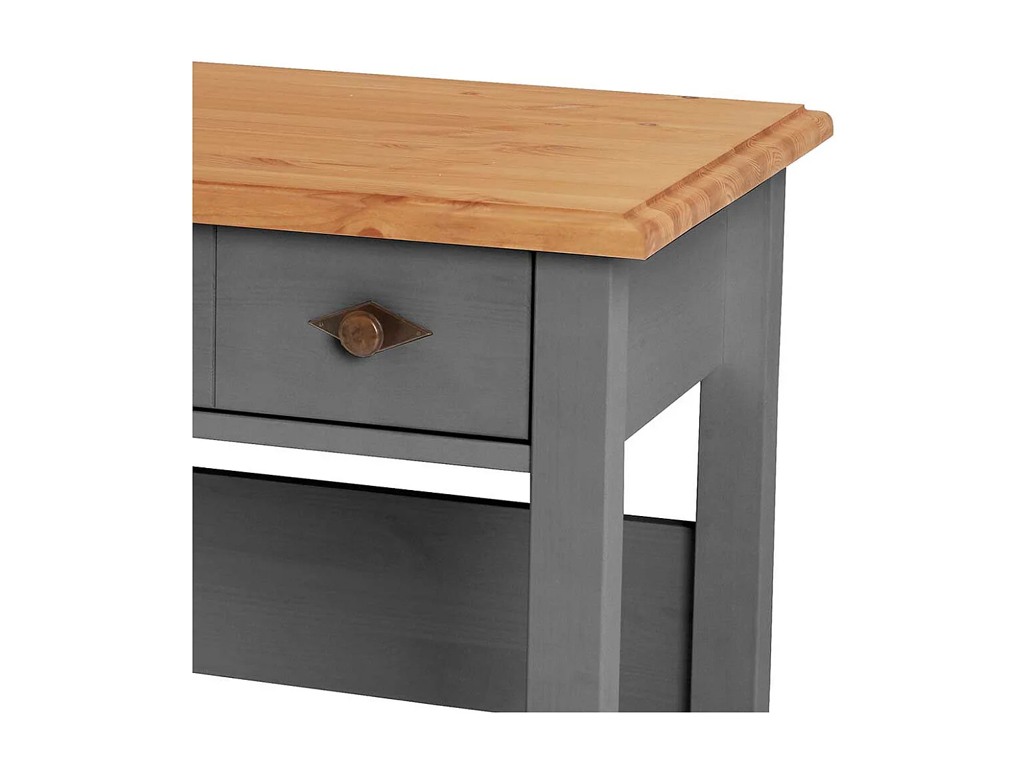 Schreibtisch Kiefer grau im Landhausstil zwei Schubladen