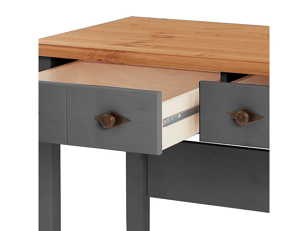 Schreibtisch Kiefer grau im Landhausstil zwei Schubladen