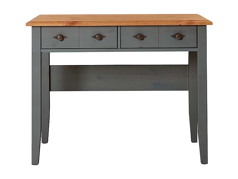 Schreibtisch Kiefer grau im Landhausstil zwei Schubladen