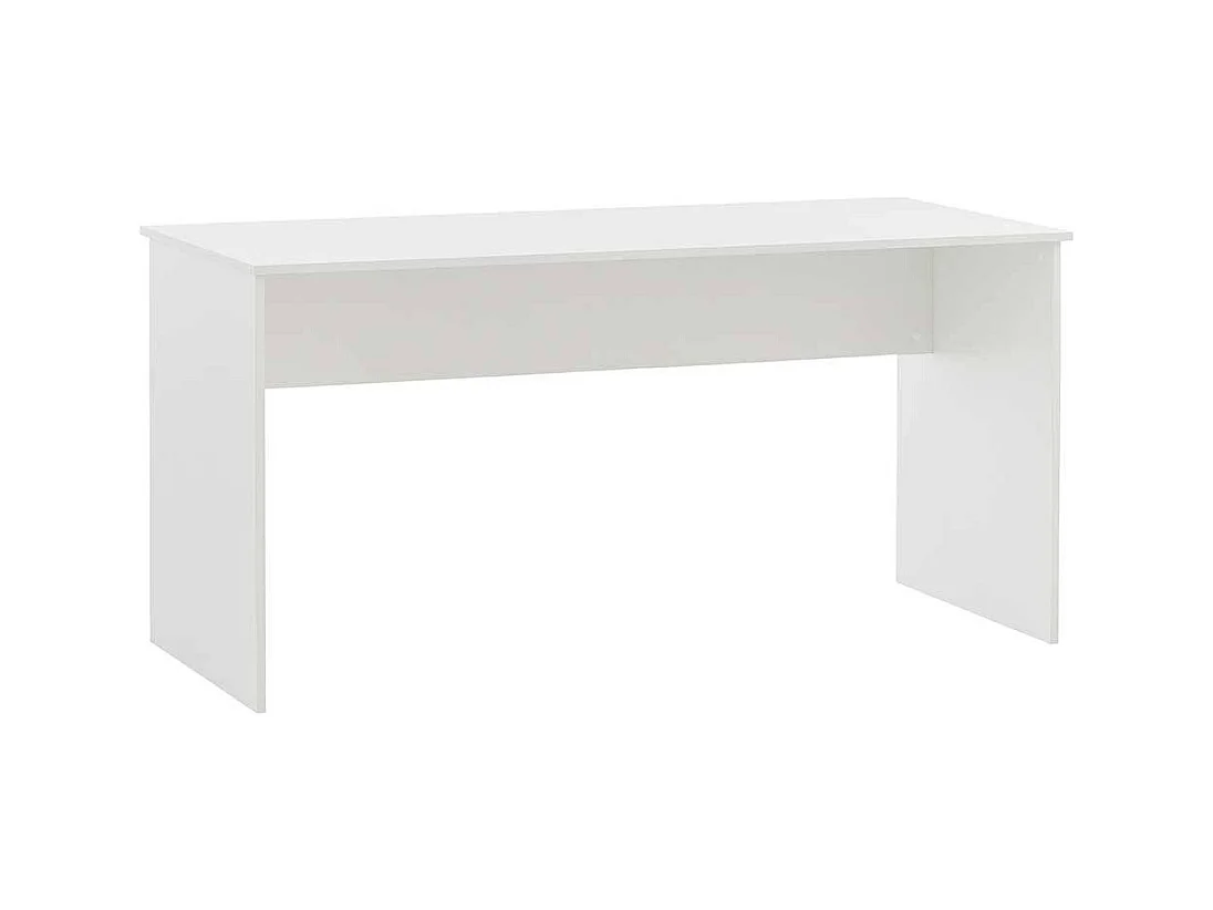 Bürotisch weiß modern mit Wangen Gestell Knieraumblende