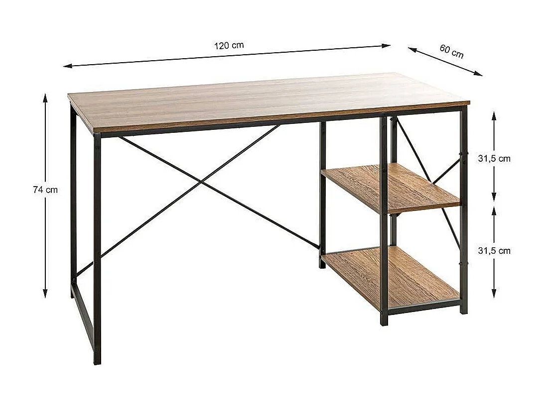 Schreibtisch mit Seitenregal 120 x 60 cm