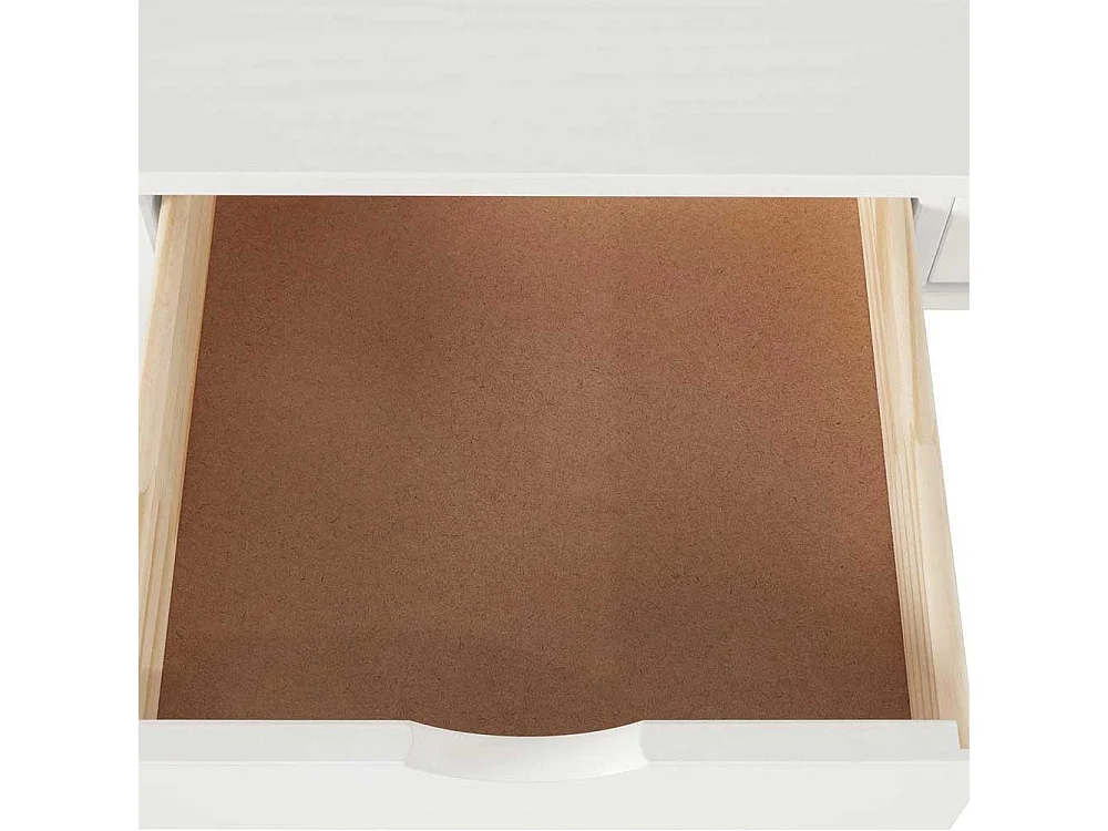 Schreibtisch aus Kiefer Massivholz Weiß lackiert zwei Schubladen