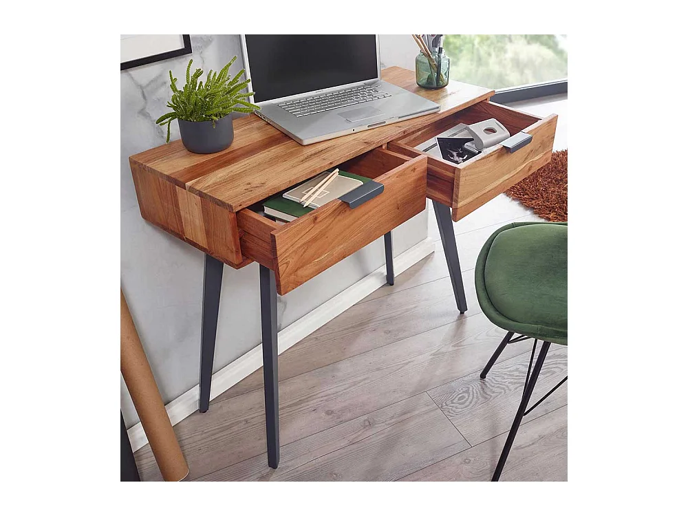 Konsolentisch mit Schubladen aus Akazie Massivholz Metall
