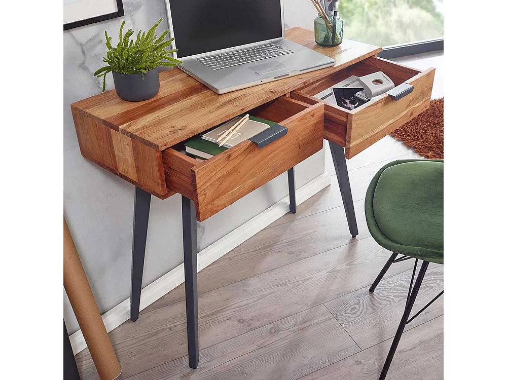 Konsolentisch mit Schubladen aus Akazie Massivholz Metall