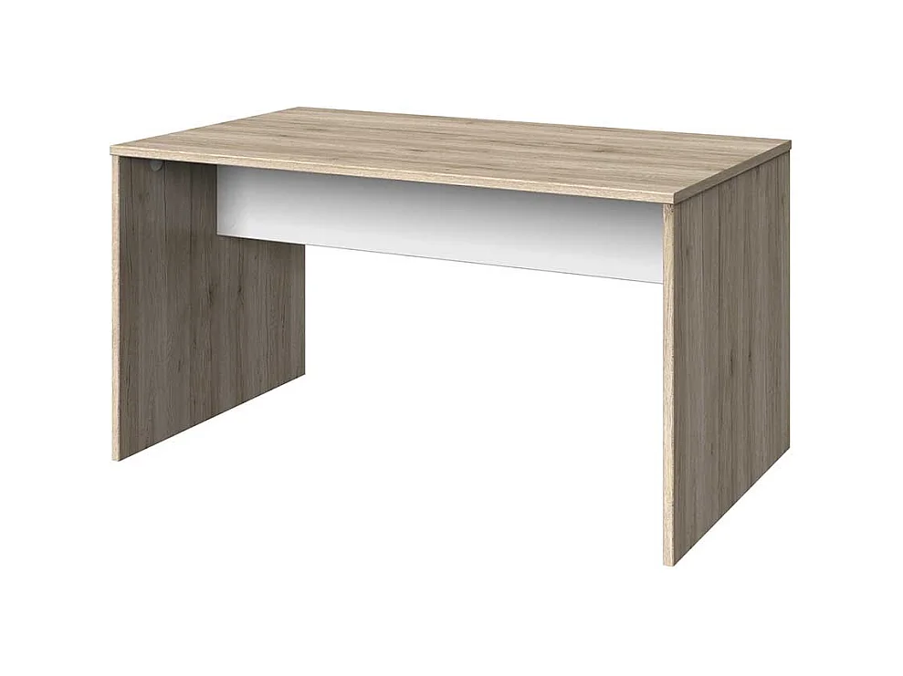 Laptopschreibtisch in Eiche San Remo und Weiß Knieraumblende