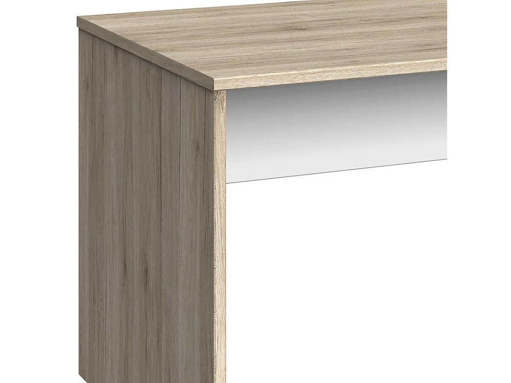 Laptopschreibtisch in Eiche San Remo und Weiß Knieraumblende