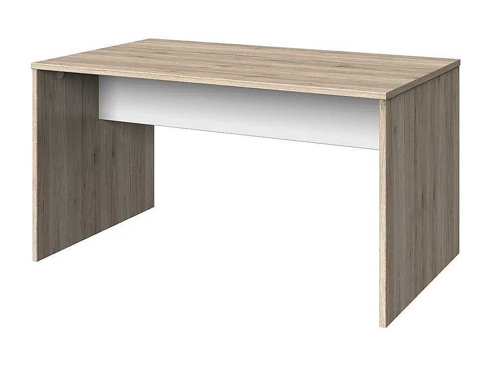 Laptopschreibtisch in Eiche San Remo und Weiß Knieraumblende