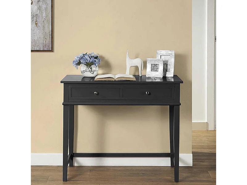 Schwarzer Home Office Tisch im Landhausstil einer Schublade