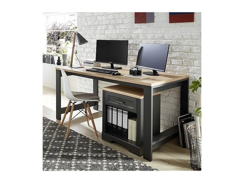 Landhausschreibtisch in Dunkelgrau Dunkelgrau