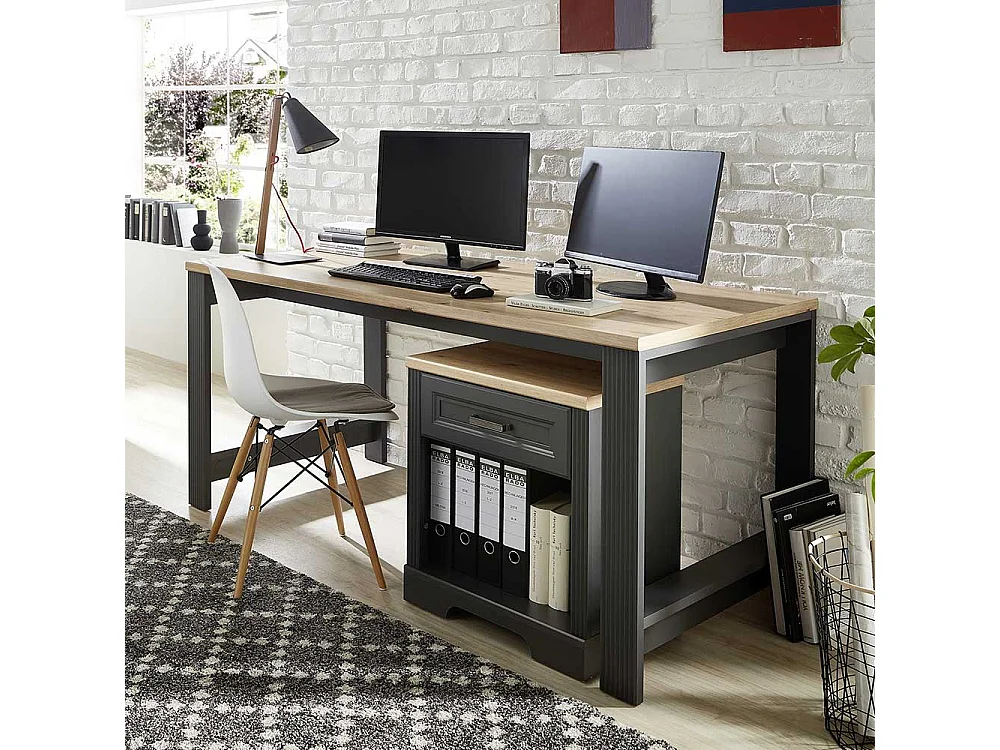 Landhausschreibtisch in Dunkelgrau Dunkelgrau