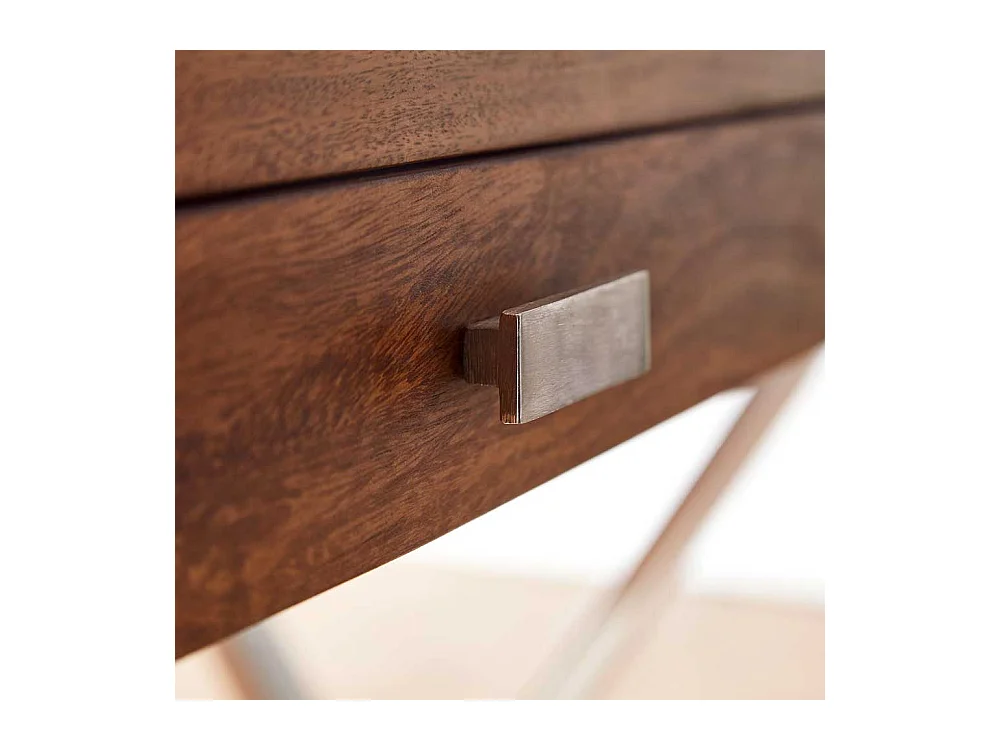 Schreibtisch mit einer Schublade Sheesham Massivholz und Metall