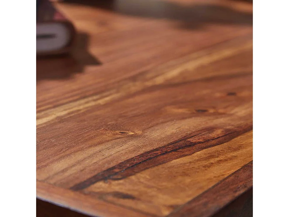 Schreibtisch mit einer Schublade Sheesham Massivholz und Metall