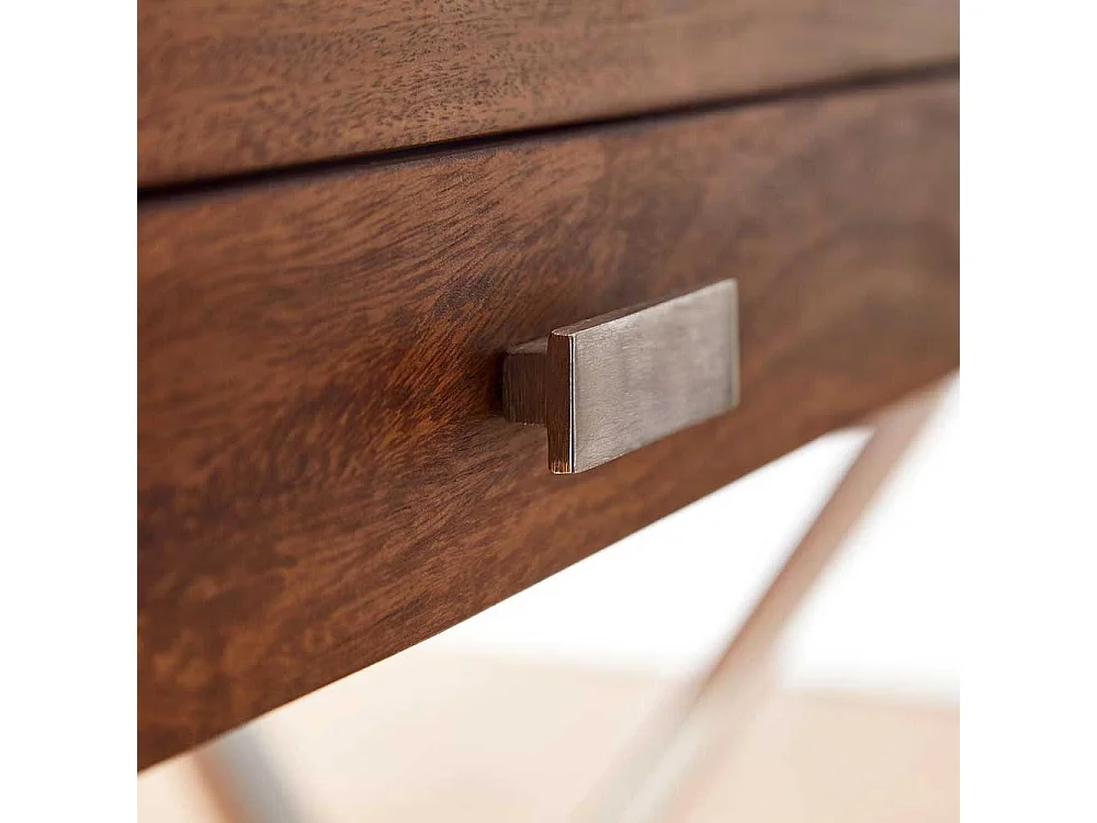 Schreibtisch mit einer Schublade Sheesham Massivholz und Metall