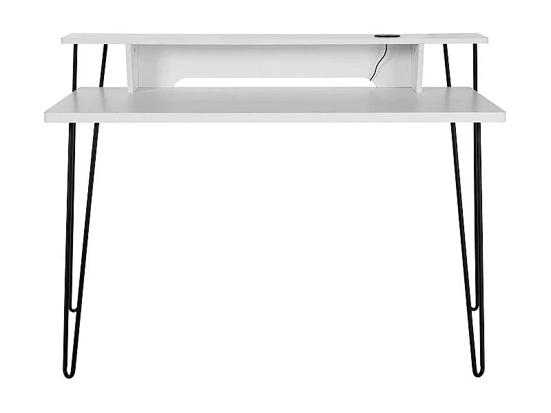 Moderner Laptopschreibtisch in Weiß und Schwarz Kabeldurchlass