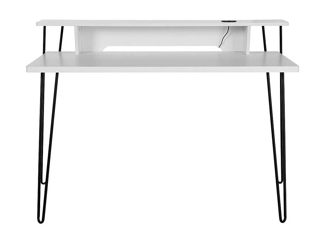 Moderner Laptopschreibtisch in Weiß und Schwarz Kabeldurchlass