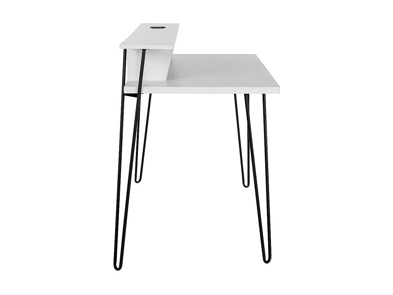 Moderner Laptopschreibtisch in Weiß und Schwarz Kabeldurchlass