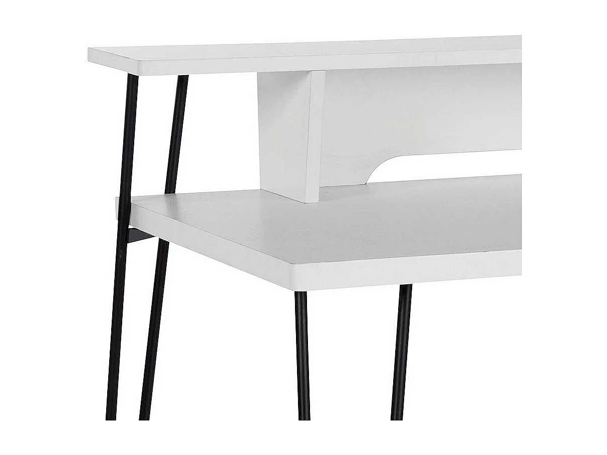 Moderner Laptopschreibtisch in Weiß und Schwarz Kabeldurchlass