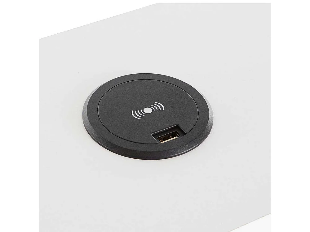 Moderner Laptopschreibtisch in Weiß und Schwarz Kabeldurchlass