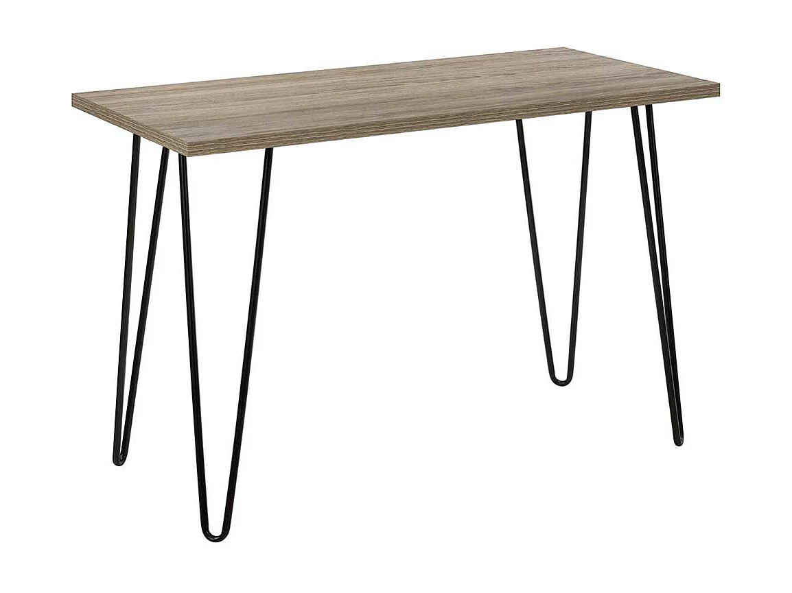 Retro Design Laptopschreibtisch in Eichefarben und Schwarz 74 cm hoch