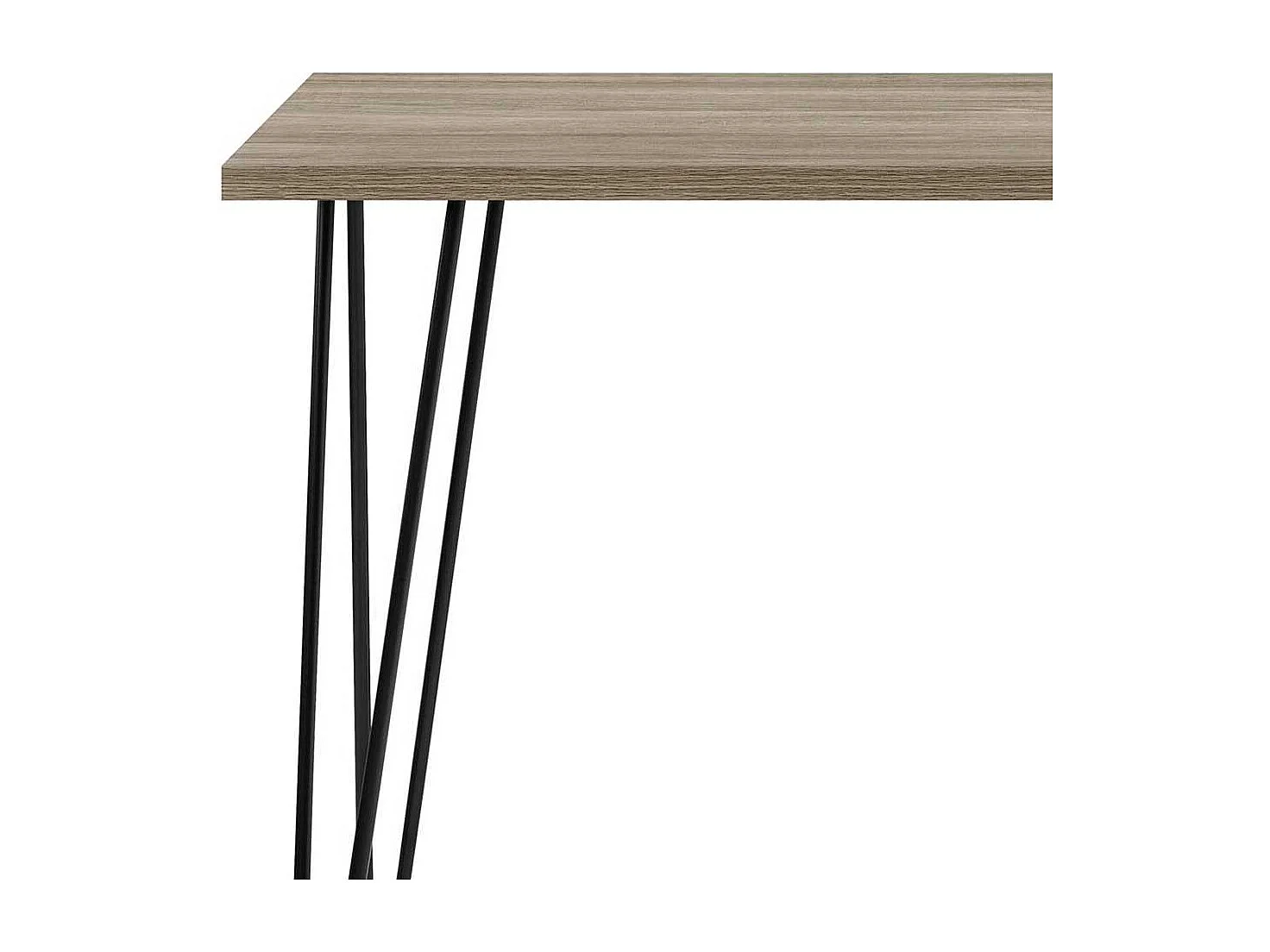 Retro Design Laptopschreibtisch in Eichefarben und Schwarz 74 cm hoch