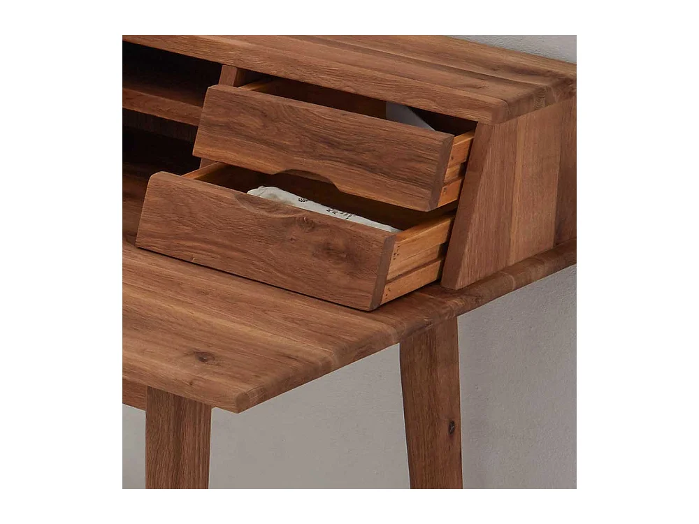 Holz Schreibtisch aus Asteiche Massivholz Aufsatz