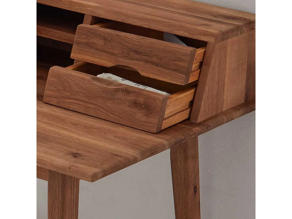 Holz Schreibtisch aus Asteiche Massivholz Aufsatz