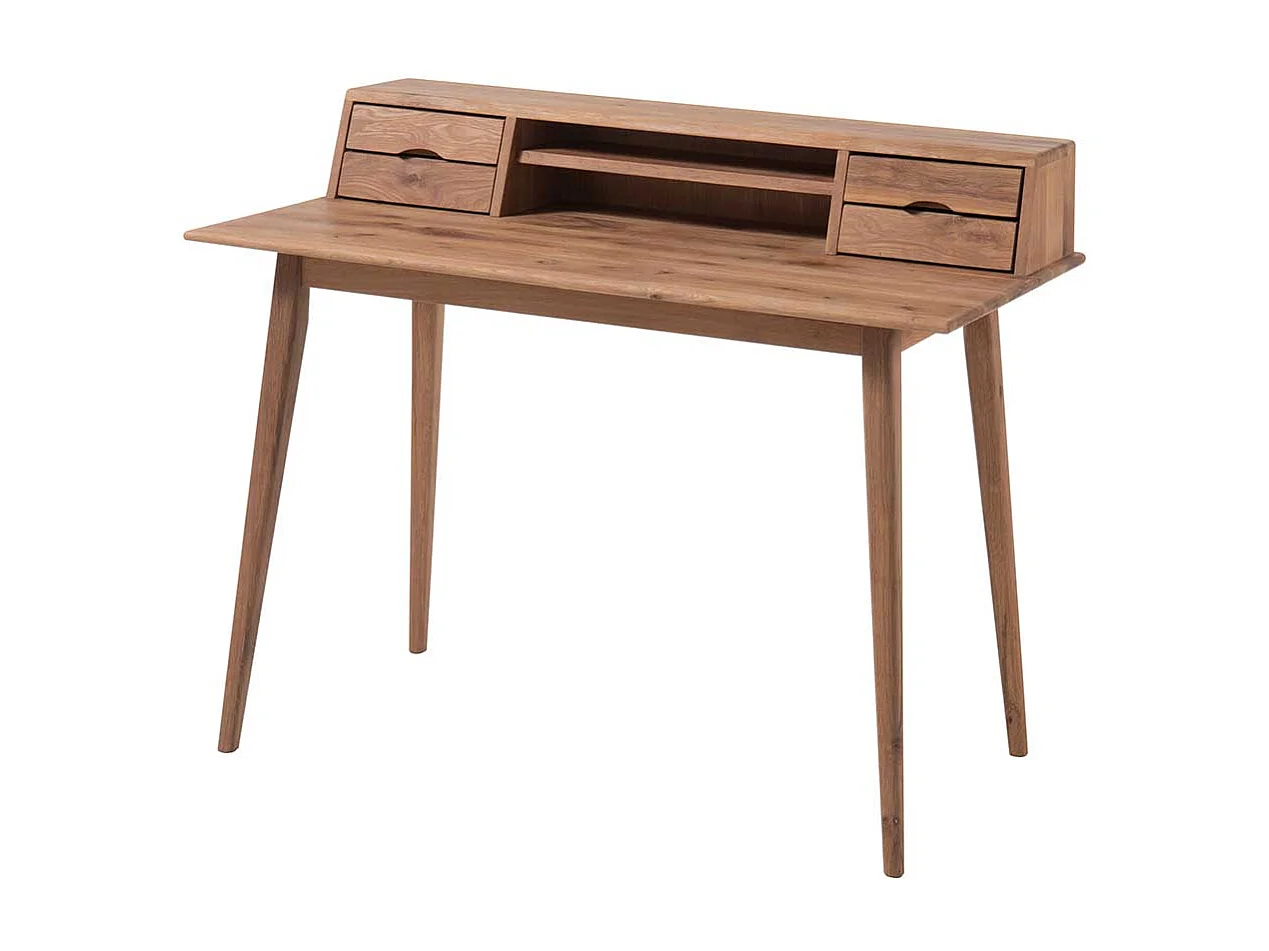 Holz Schreibtisch aus Asteiche Massivholz Aufsatz