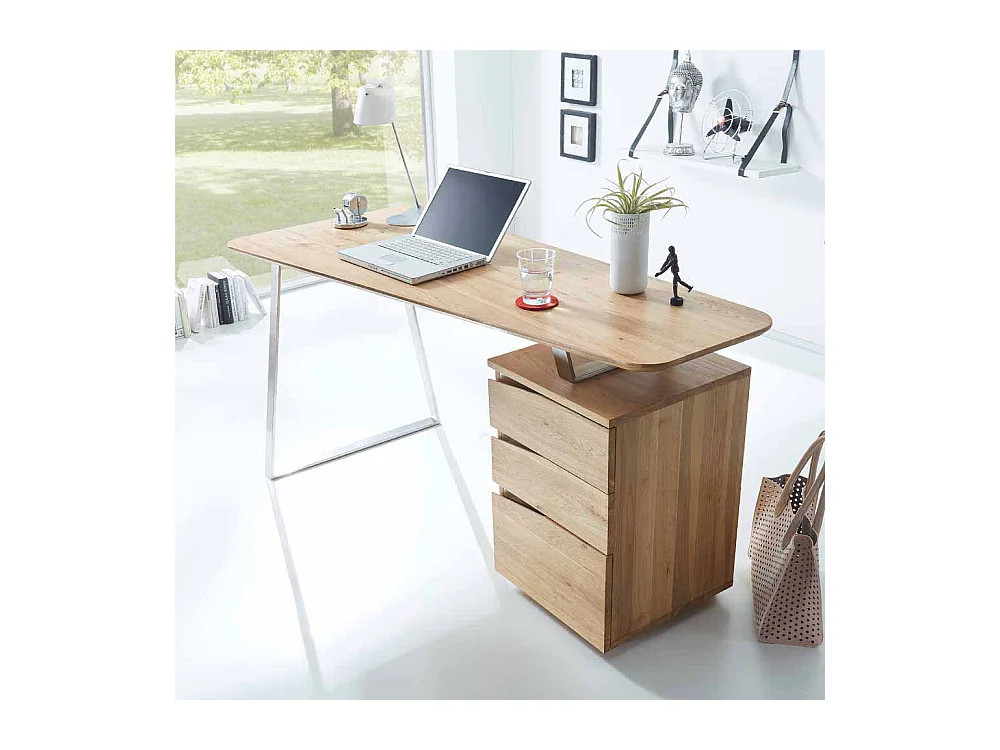 Computer Schreibtisch aus Eiche geölt abgerundet