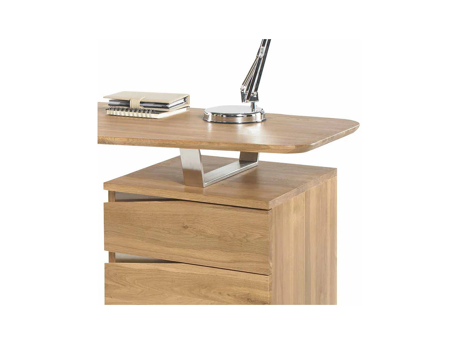 Computer Schreibtisch aus Eiche geölt abgerundet