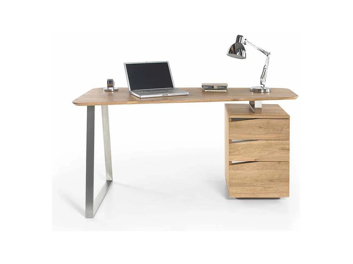 Computer Schreibtisch aus Eiche geölt abgerundet