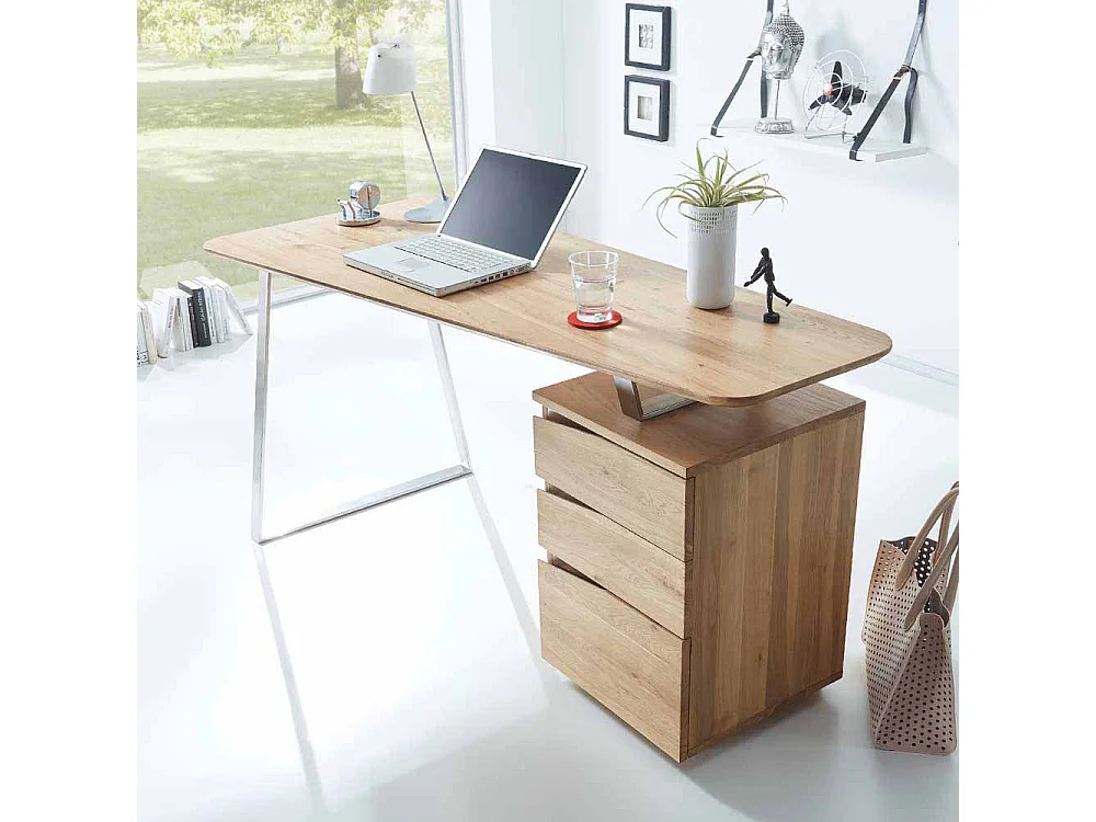 Computer Schreibtisch aus Eiche geölt abgerundet