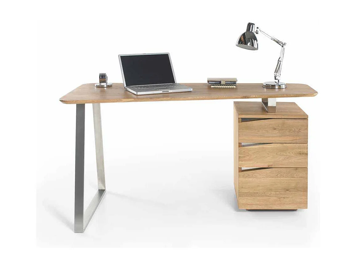 Computer Schreibtisch aus Eiche geölt abgerundet