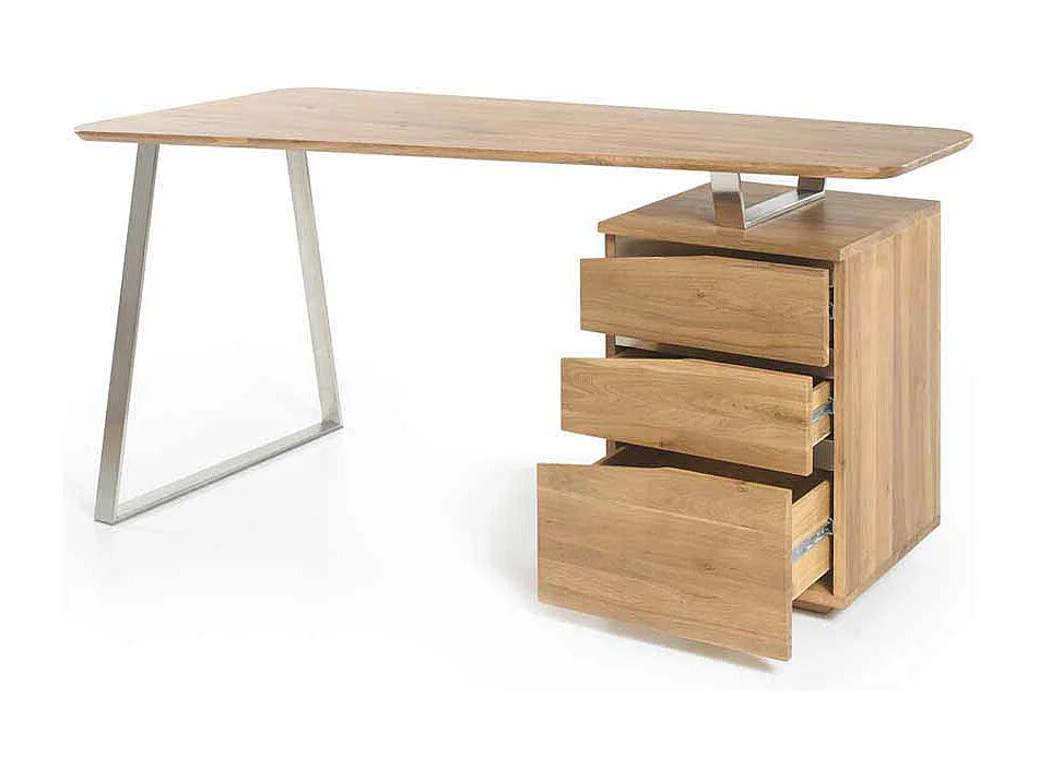 Computer Schreibtisch aus Eiche geölt abgerundet