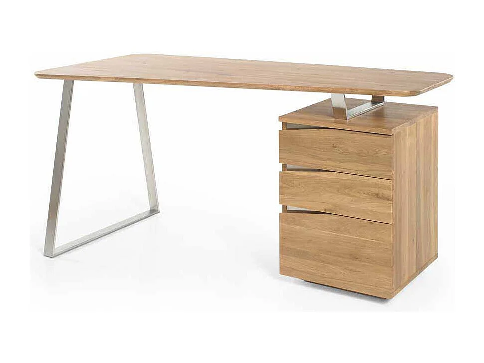 Computer Schreibtisch aus Eiche geölt abgerundet