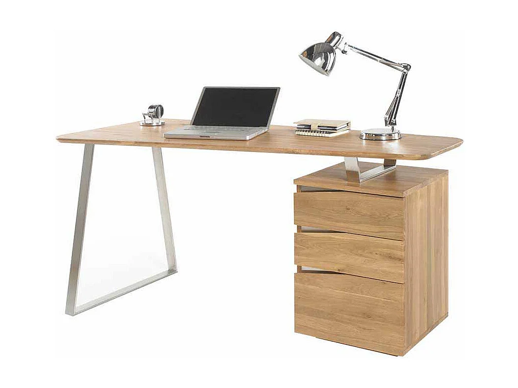 Computer Schreibtisch aus Eiche geölt abgerundet