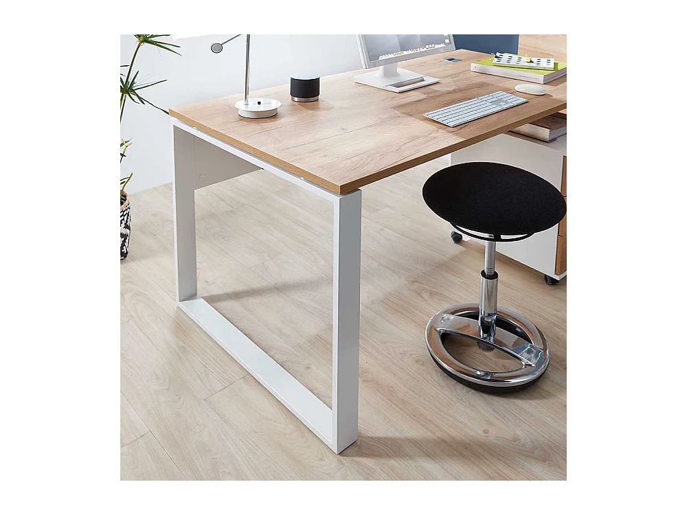 Büroschreibtisch in Weiß und Wildeiche Dekor Made in Germany