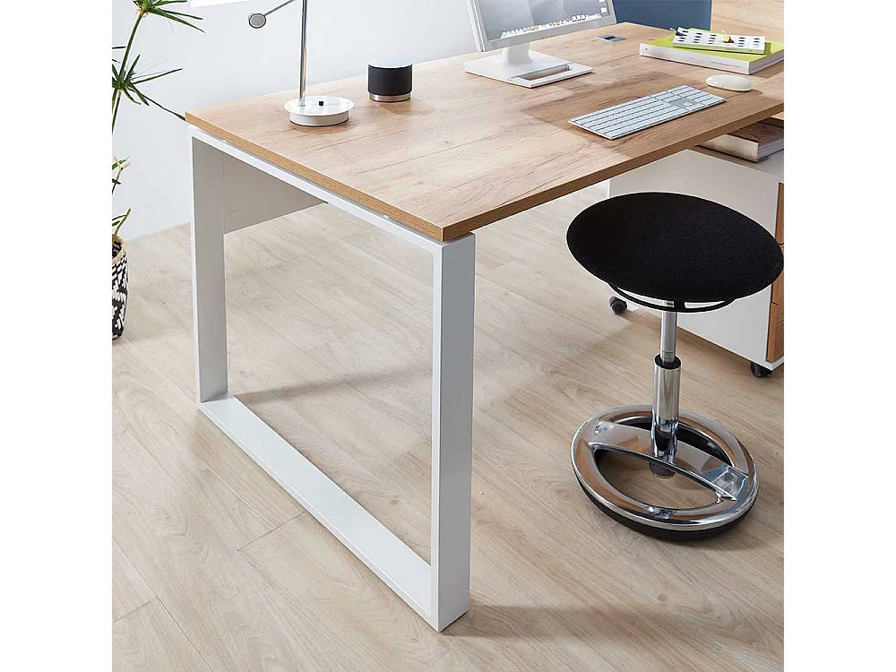 Büroschreibtisch in Weiß und Wildeiche Dekor Made in Germany