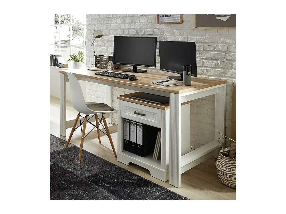 Landhaus Stil Bürotisch 160 cm breit Vierfußgestell