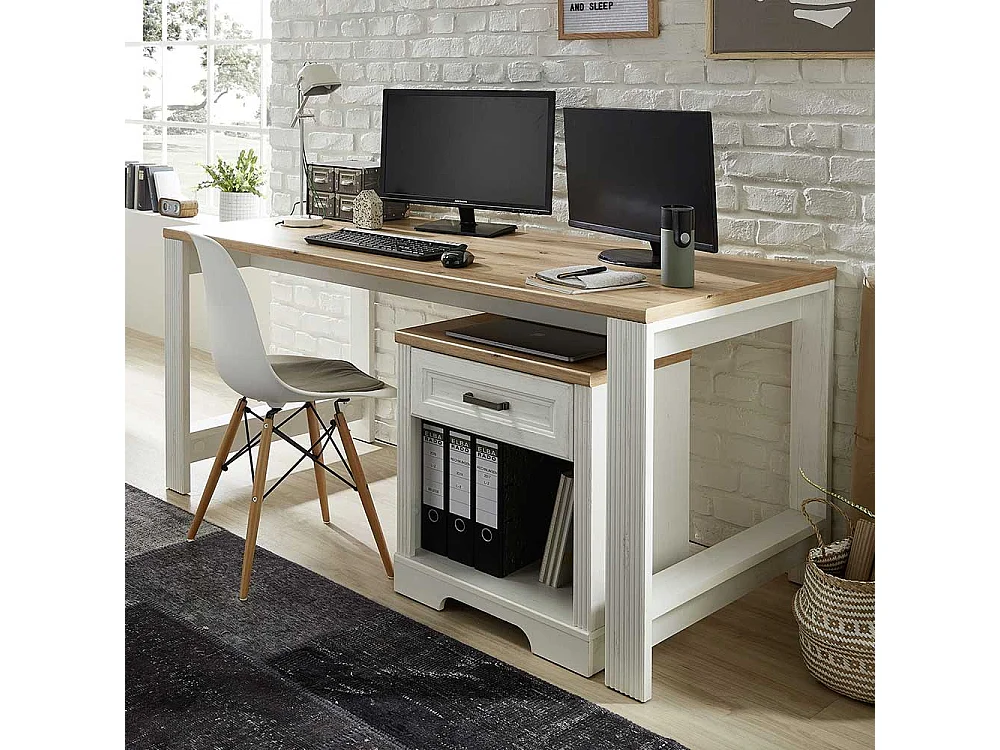 Landhaus Stil Bürotisch 160 cm breit Vierfußgestell